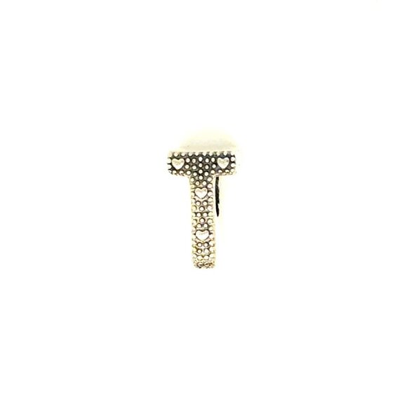 Pandora Reversible Heart/Plain Initial T Charm - Picture 1 of 3